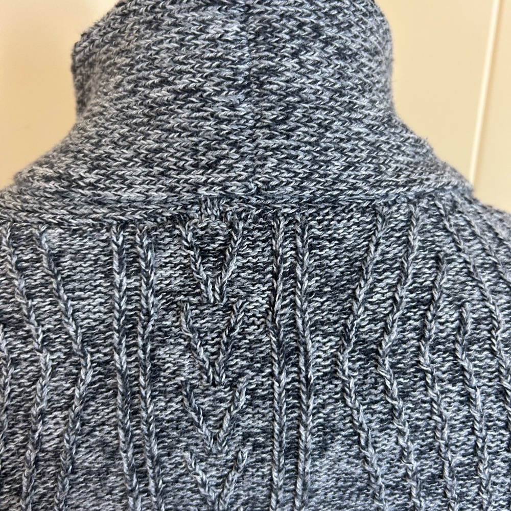 St Johns Bay Sweater Cardigan Open Front Size L Gray Cable Knit Pockets - Picture 7 of 14